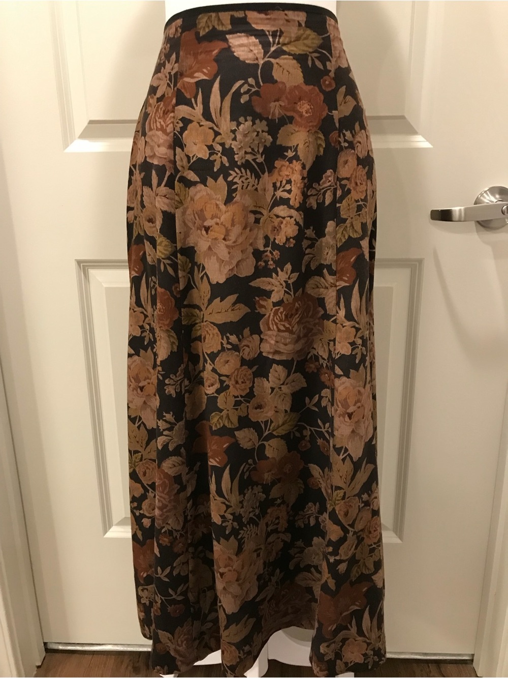 Votre Nom (Paris). Floral Maxi Skirt in Black, Brown and Cream